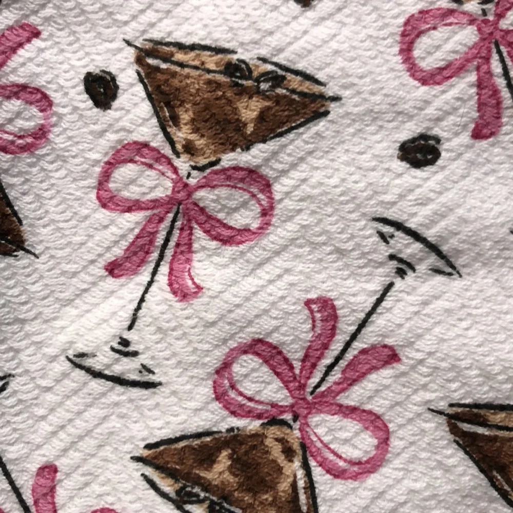 Kitchen Towels with Espresso Martini Glass and Bow Design